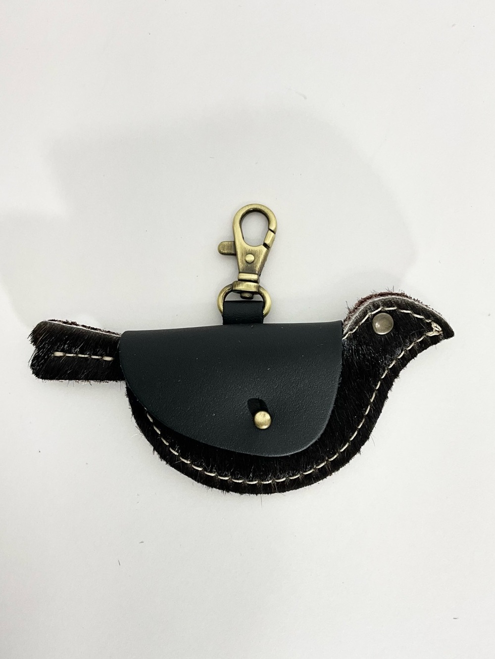 Portland Leather Hair on Hide Mockingbird Pouch in Black-NEW